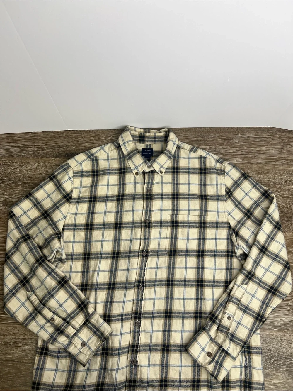 J.Crew Brushed Twill Plaid Button Down Shirt Men’s Large Cotton Flannel